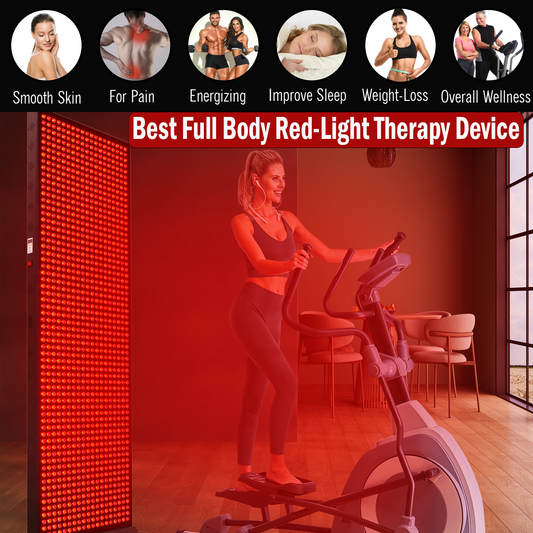 EXESAS 1216 LED 6080W Full Body Red Light Therapy Panel - Professional Dual-Chip Infrared Recovery System with 4 Wavelength Technology