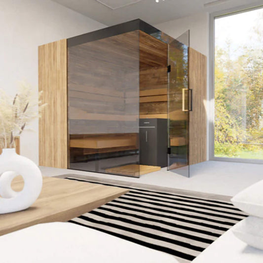 ThermaSol® Aalto 4-Person Indoor Semi-Panoramic Glass Sauna Cabin