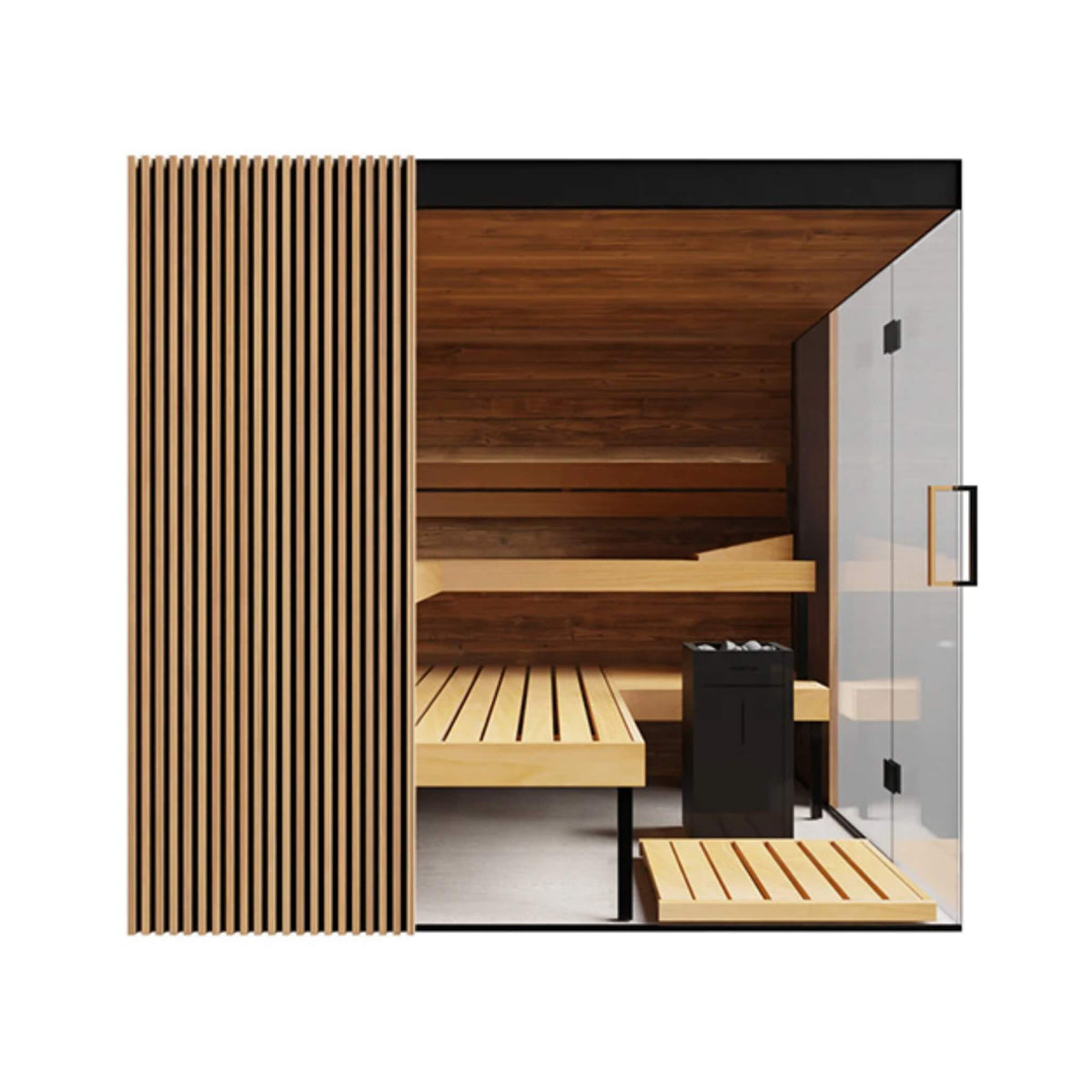 ThermaSol® Aalto 4-Person Indoor Semi-Panoramic Glass Sauna Cabin