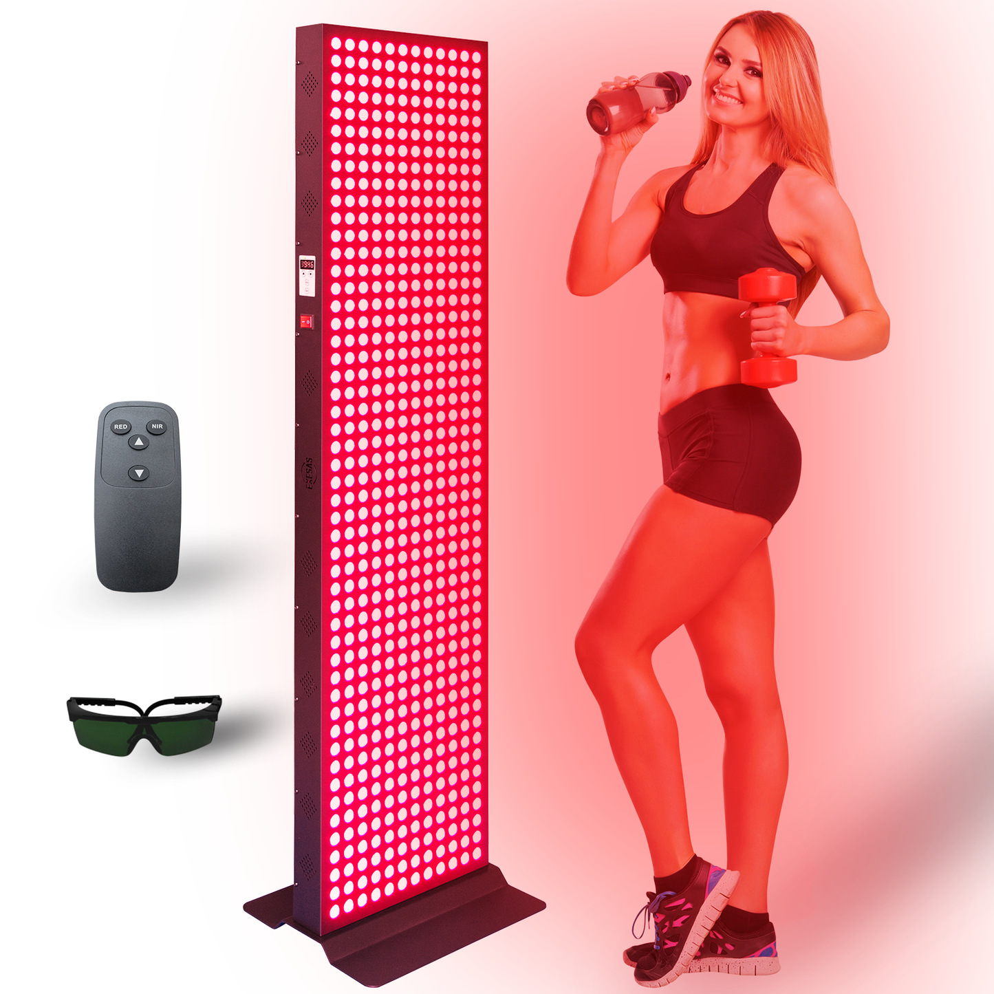 EXESAS 600 LED 3000W Full Body Red Light Therapy Panel – Dual-Chip Infrared LED Device with 4 Wavelength Technology
