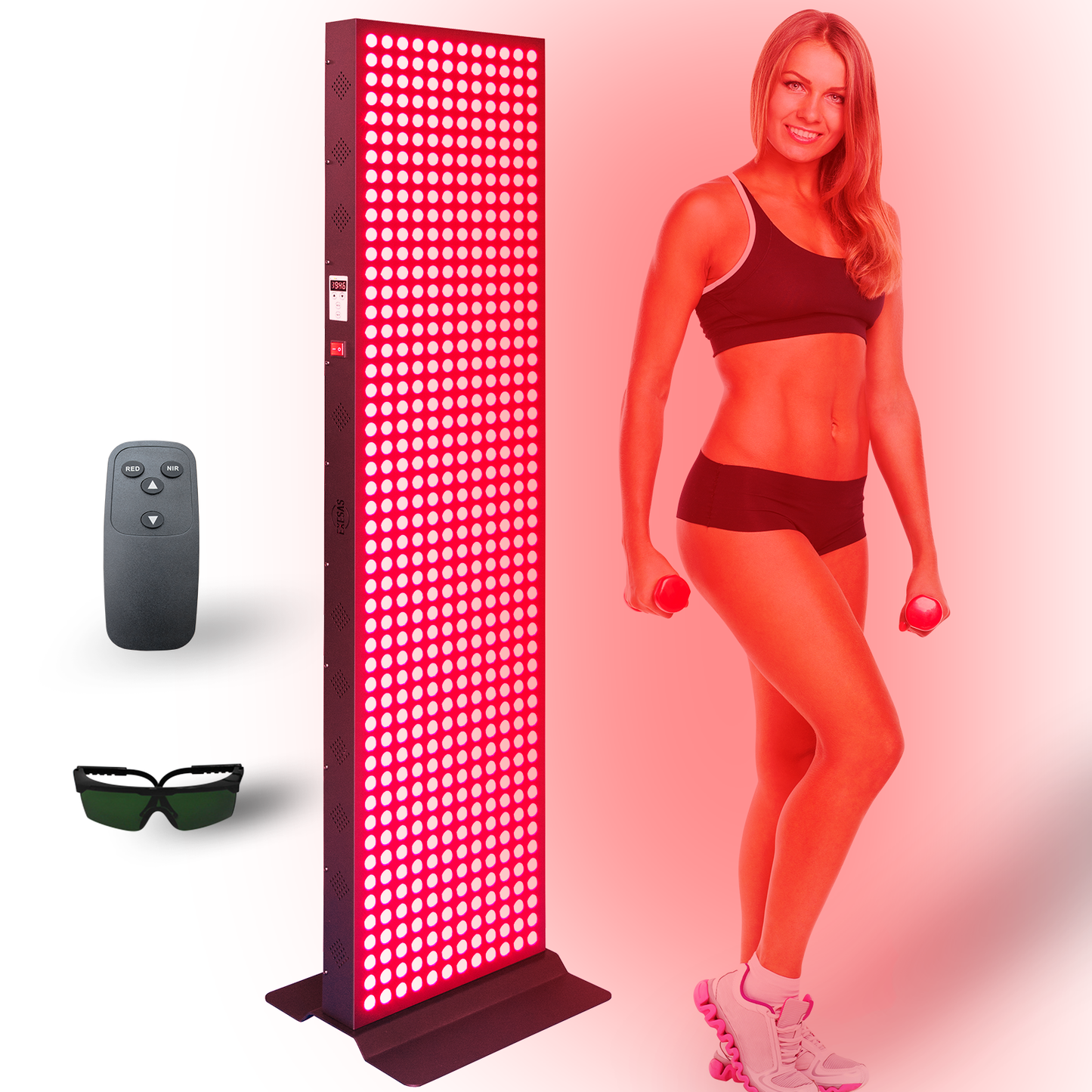 EXESAS 600 LED 3000W Full Body Red Light Therapy Panel – Dual-Chip Infrared LED Device with 4 Wavelength Technology