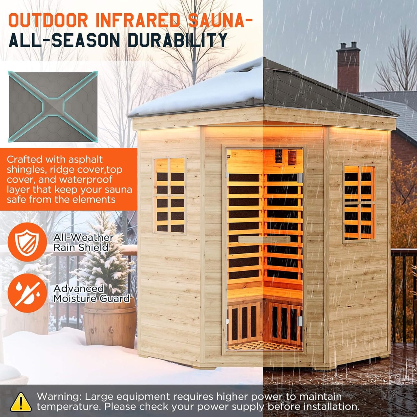 MW16 ThermoWood Outdoor Sauna Cabin – Premium 4-Person Outdoor Backyard Wellness Sauna