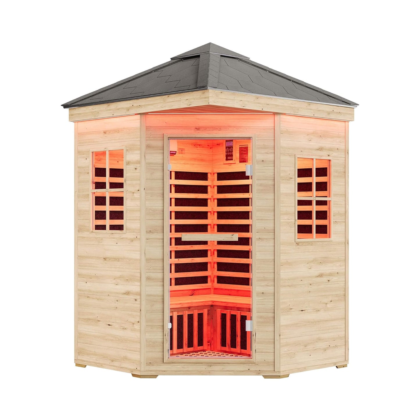 MW16 ThermoWood Outdoor Sauna Cabin – Premium 4-Person Outdoor Backyard Wellness Sauna