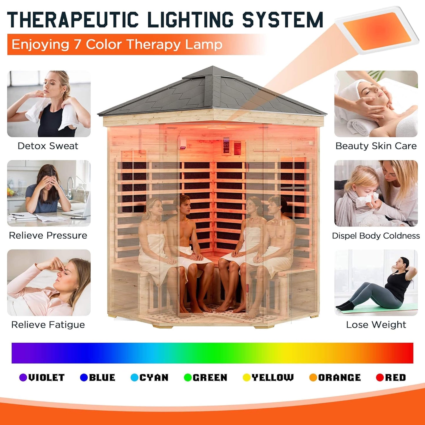 MW16 ThermoWood Outdoor Sauna Cabin – Premium 4-Person Outdoor Backyard Wellness Sauna