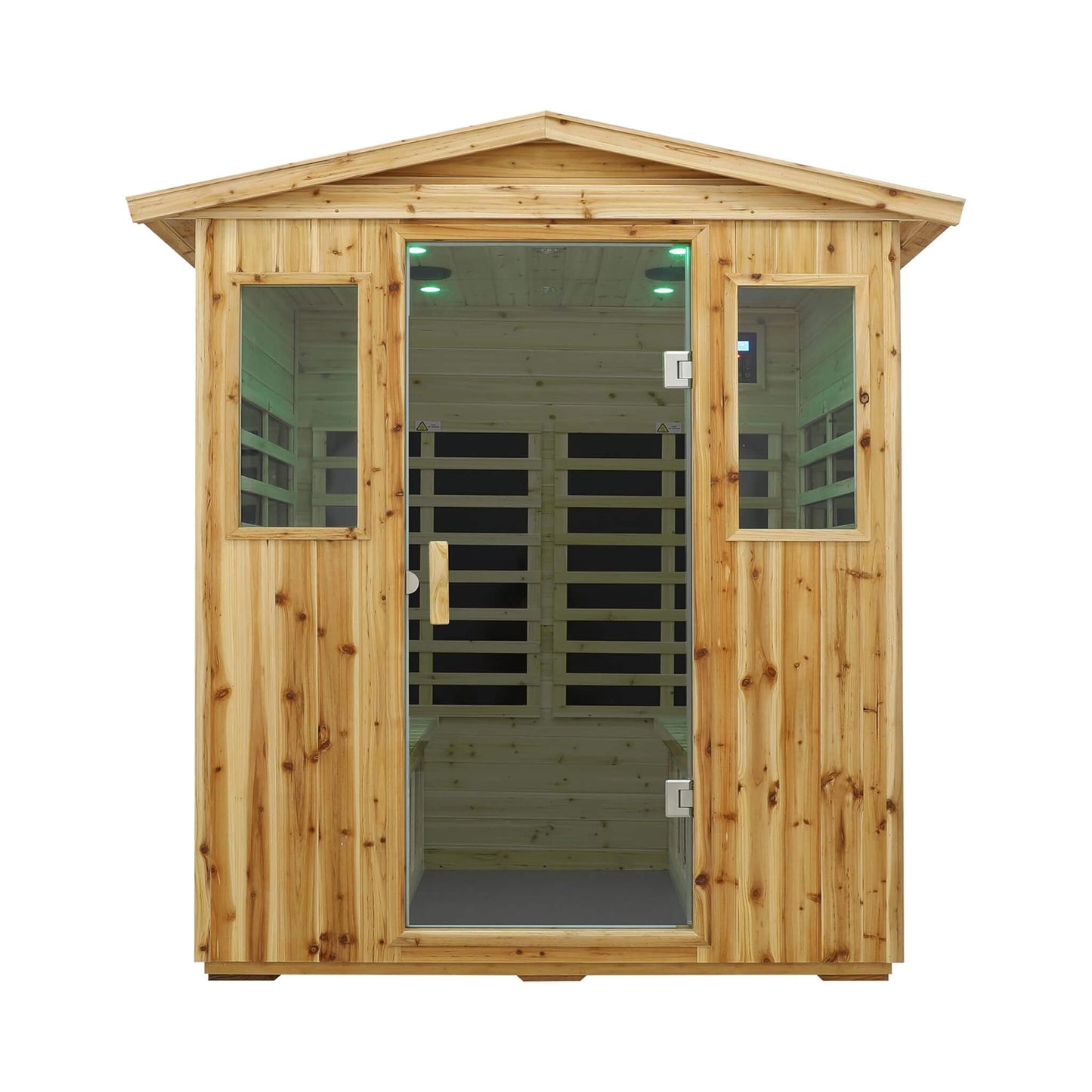 Thermora Deluxe 4-Person Outdoor Infrared Sauna – Hemlock Wood, Low EMF Heating, Bluetooth Speakers & LED Lighting