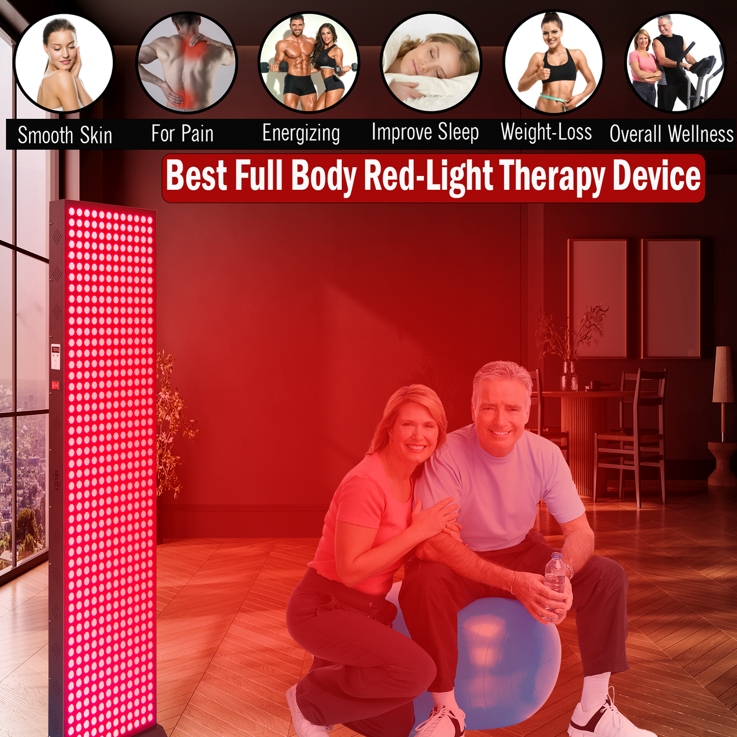 EXESAS 600 LED 3000W Full Body Red Light Therapy Panel – Dual-Chip Infrared LED Device with 4 Wavelength Technology