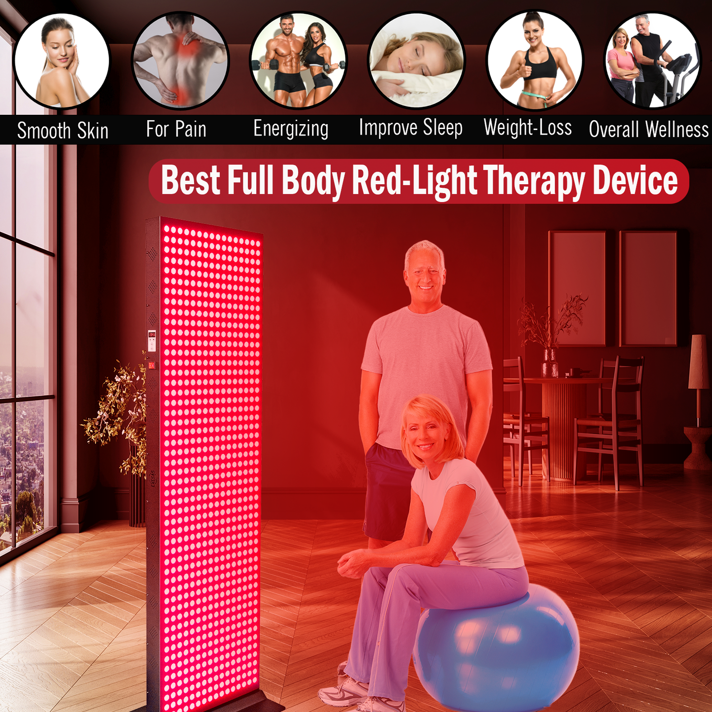 EXESAS 800 LED 4000W Full Body Red Light Therapy Panel – Dual-Chip Infrared LED Recovery System with 4 Wavelength Technology