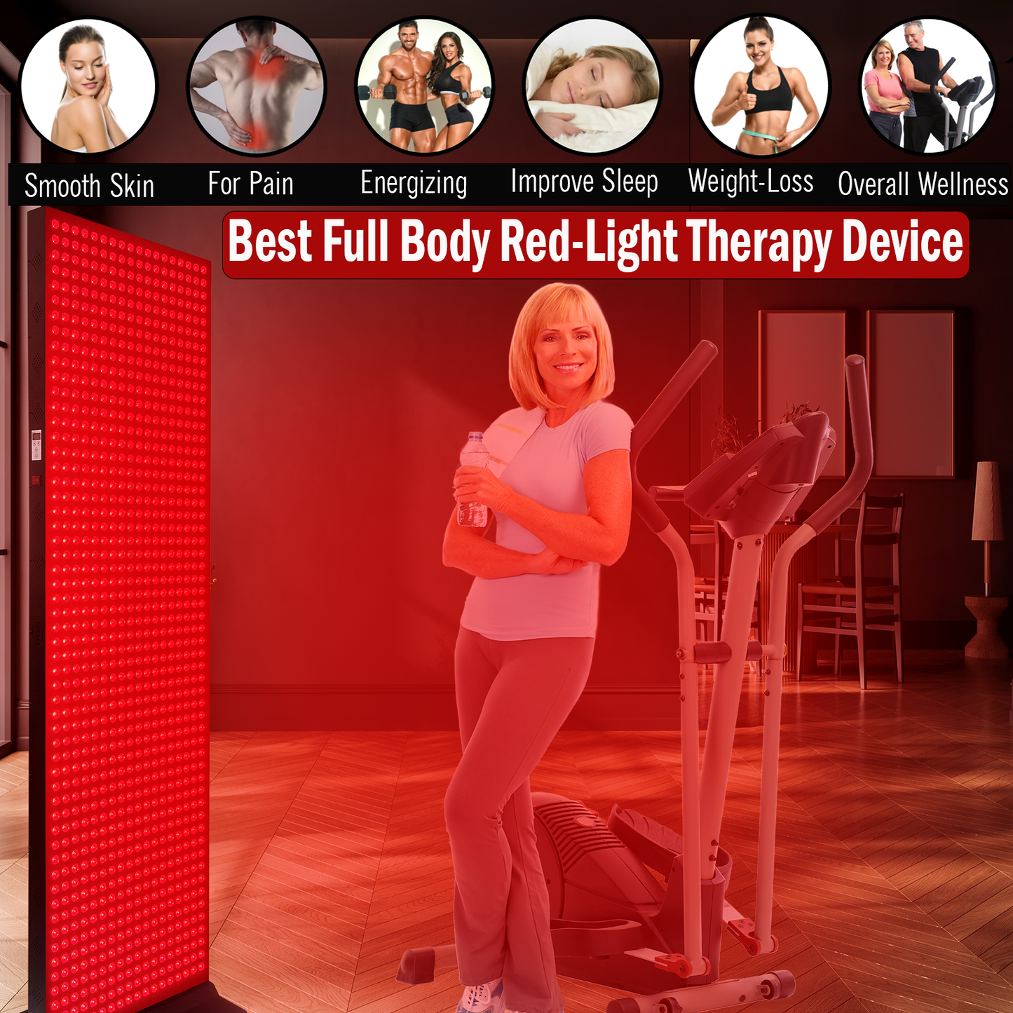EXESAS 1008 LED 5040W Full Body Red Light Therapy Panel - Dual-Chip Infrared Recovery System with 4 Wavelength Technology