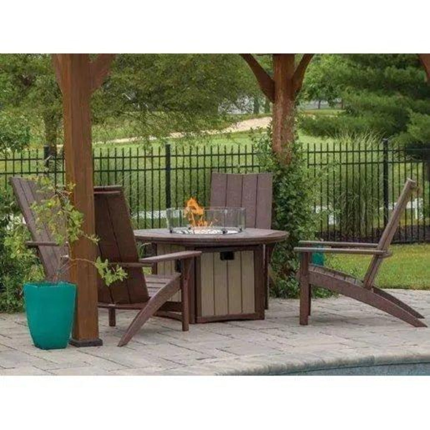 Elementz Blaze Round Fire Pit Table – USA-Made HDPE Outdoor Fire Table with 55,000 BTU Burner