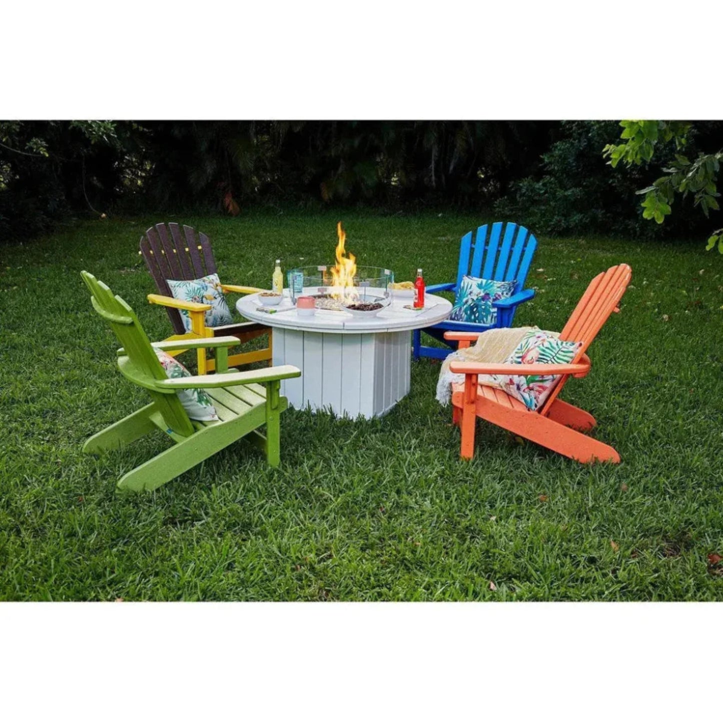 Elementz Blaze Round Fire Pit Table – USA-Made HDPE Outdoor Fire Table with 55,000 BTU Burner