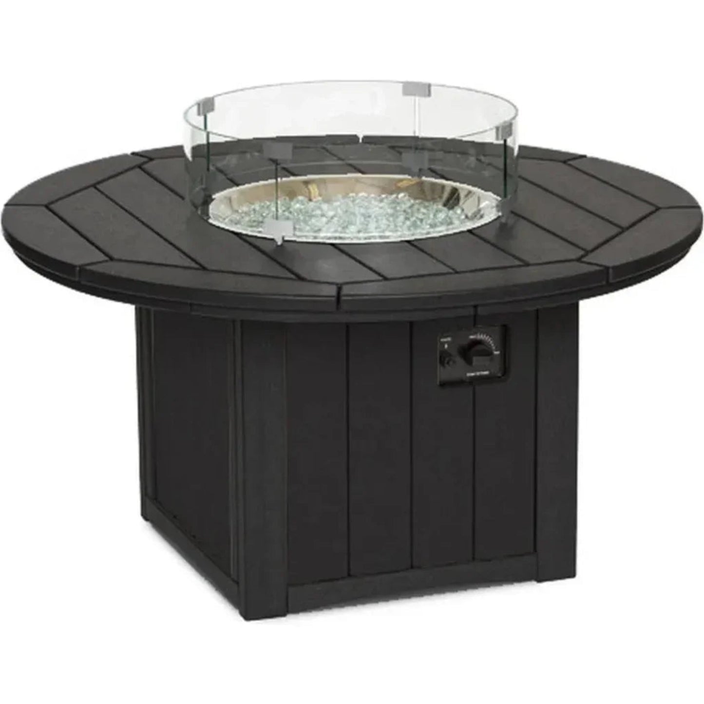 Elementz Blaze Round Fire Pit Table – USA-Made HDPE Outdoor Fire Table with 55,000 BTU Burner