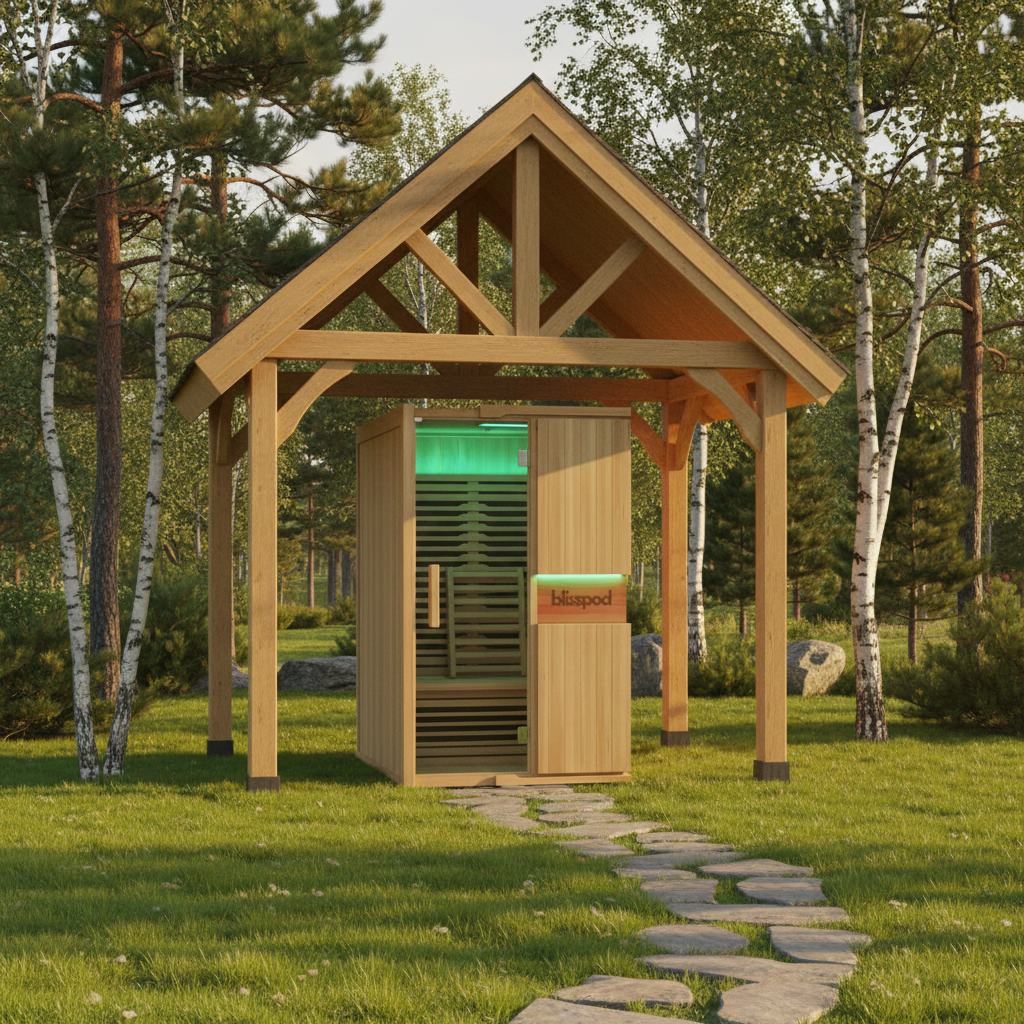 BlissPod Milano Full Spectrum 2-Person Indoor/*Outdoor Sauna – Ultra Low EMF Canadian Hemlock Infrared Sauna with Red Light Therapy & Chromotherapy
