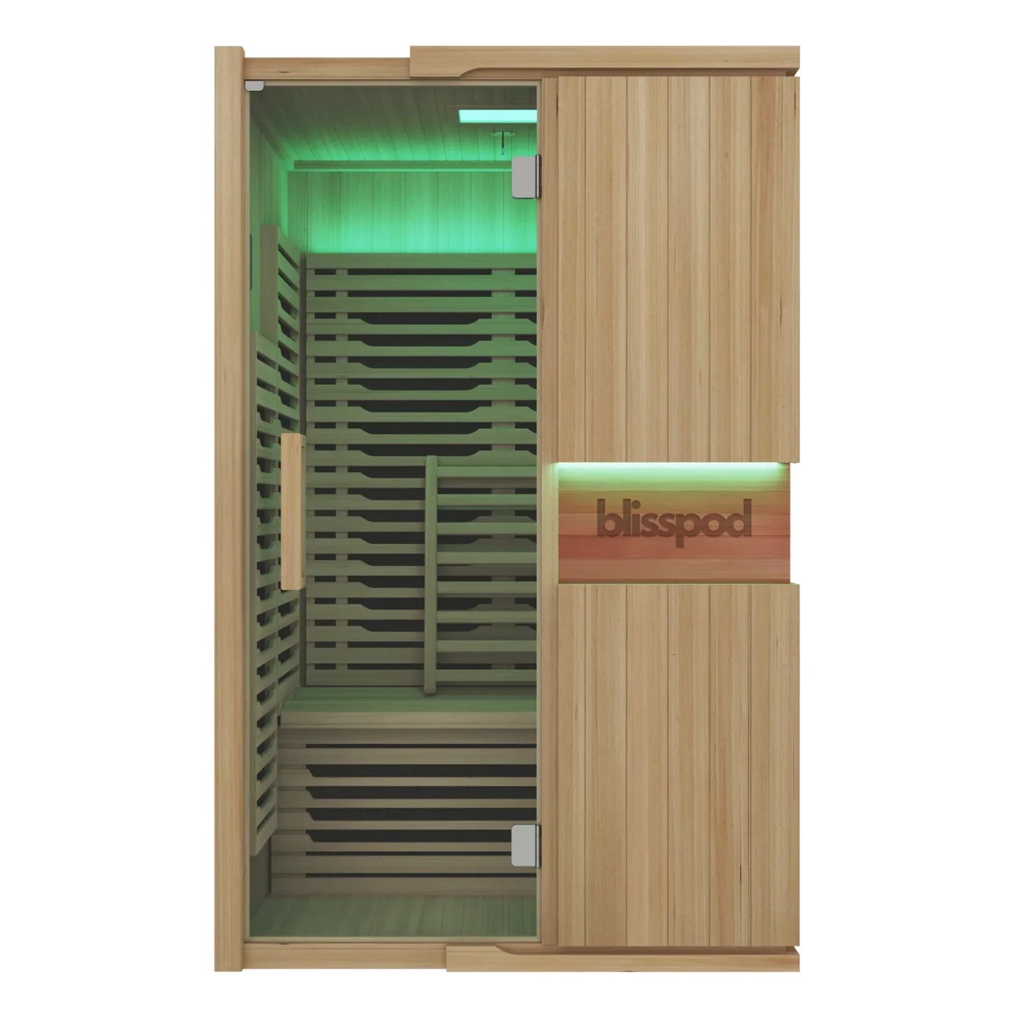 BlissPod Milano Full Spectrum 2-Person Indoor/*Outdoor Sauna – Ultra Low EMF Canadian Hemlock Infrared Sauna with Red Light Therapy & Chromotherapy
