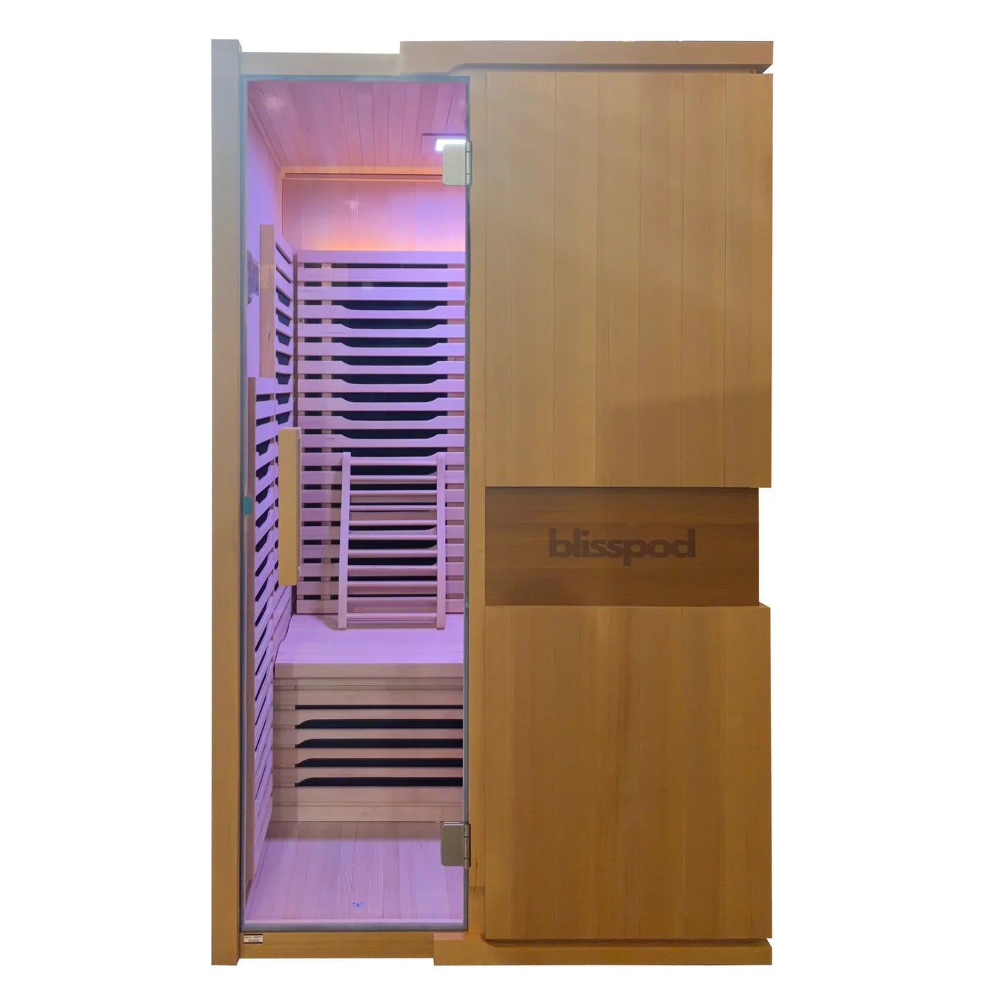 BlissPod Milano Full Spectrum 2-Person Indoor/*Outdoor Sauna – Ultra Low EMF Canadian Hemlock Infrared Sauna with Red Light Therapy & Chromotherapy