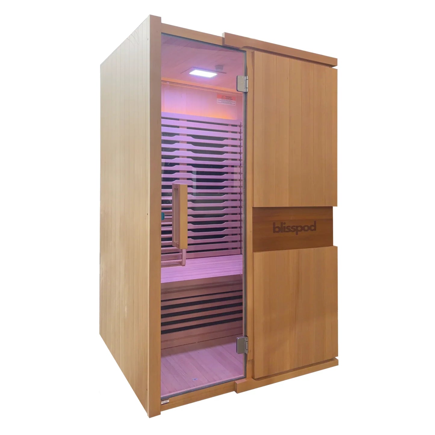 BlissPod Milano Full Spectrum 2-Person Indoor/*Outdoor Sauna – Ultra Low EMF Canadian Hemlock Infrared Sauna with Red Light Therapy & Chromotherapy