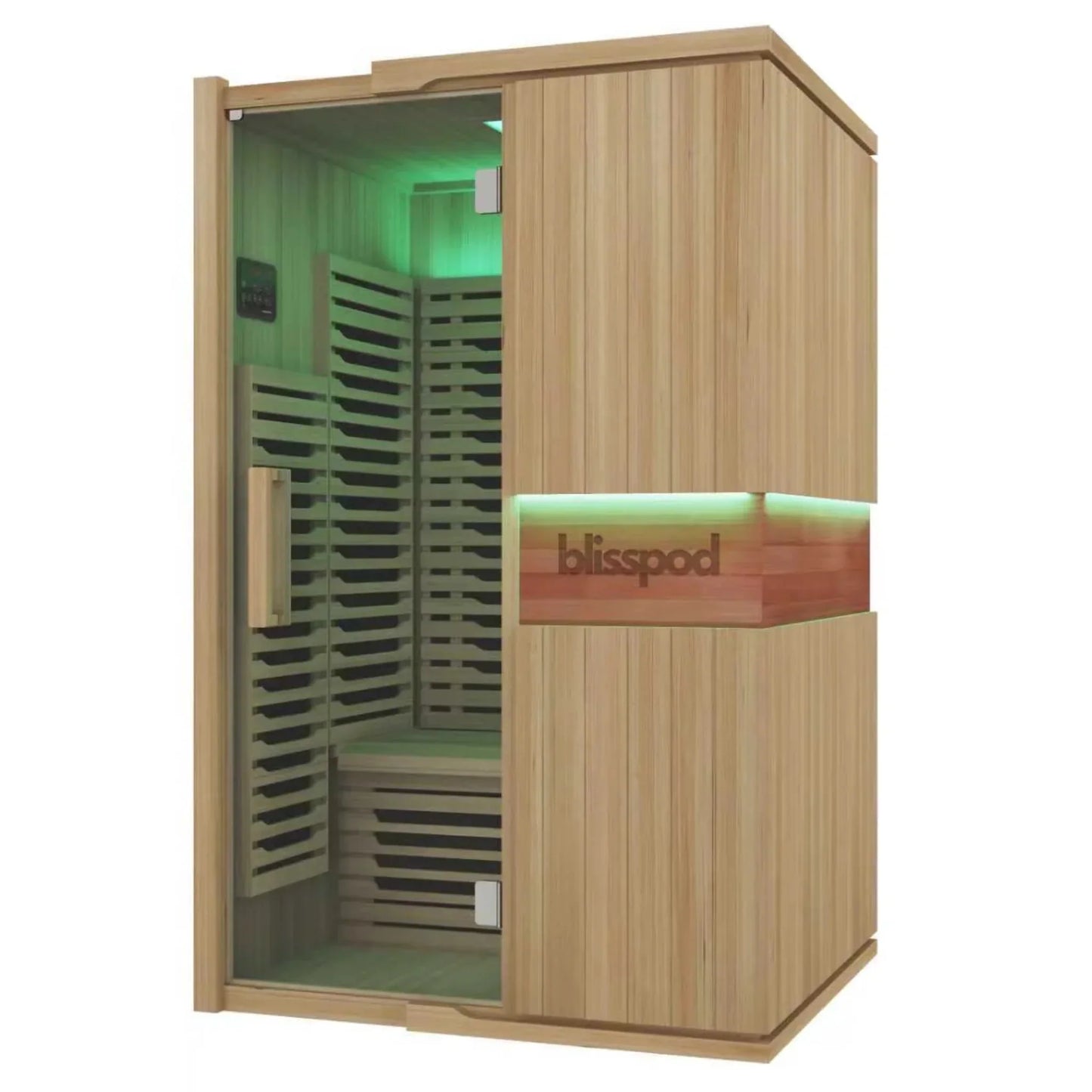 BlissPod Milano Full Spectrum 2-Person Indoor/*Outdoor Sauna – Ultra Low EMF Canadian Hemlock Infrared Sauna with Red Light Therapy & Chromotherapy