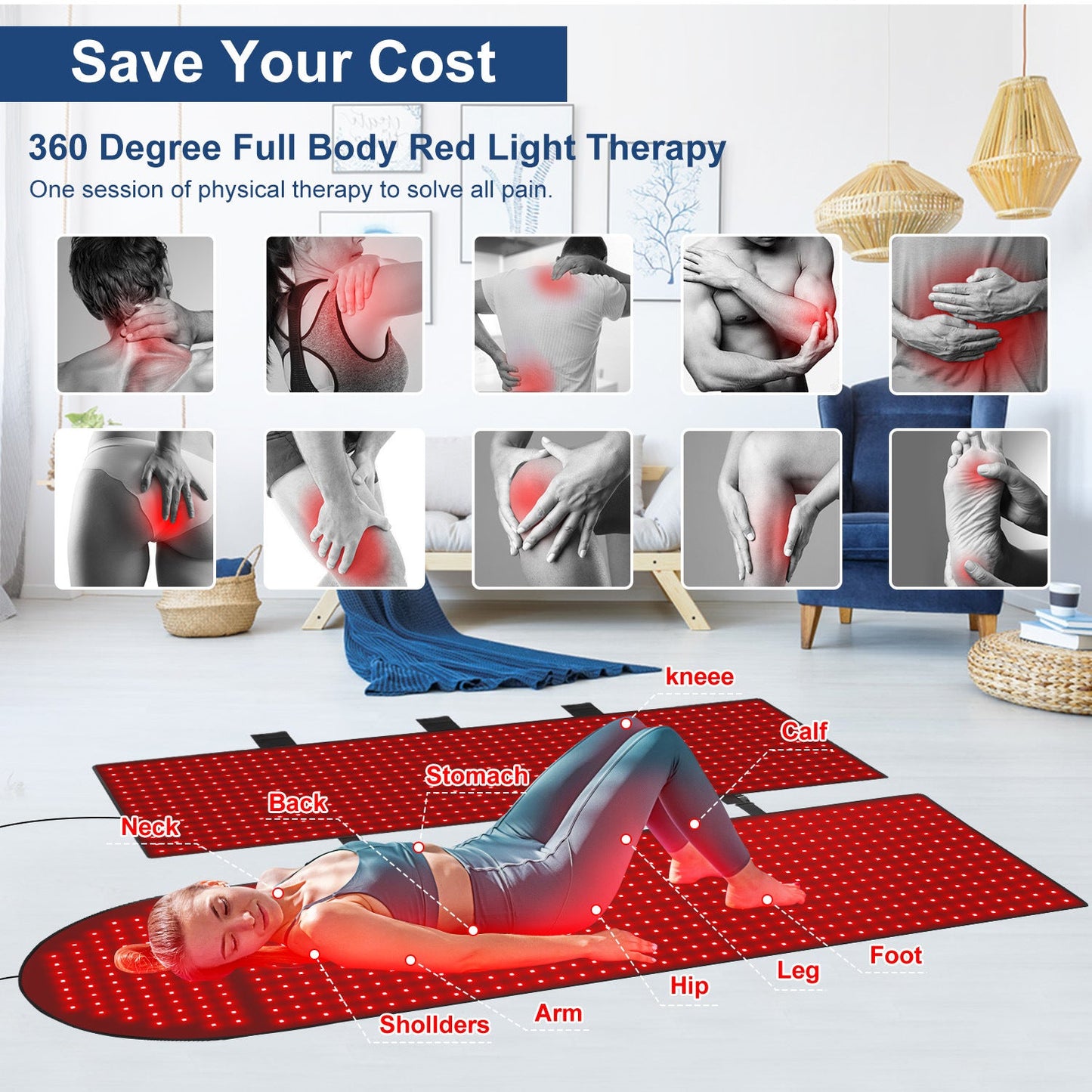 EXESAS Red Light & Infrared Therapy Pad – Flexible Near-Infrared Recovery Wrap for Pain Relief, Muscle Recovery & Full-Body Wellness Support