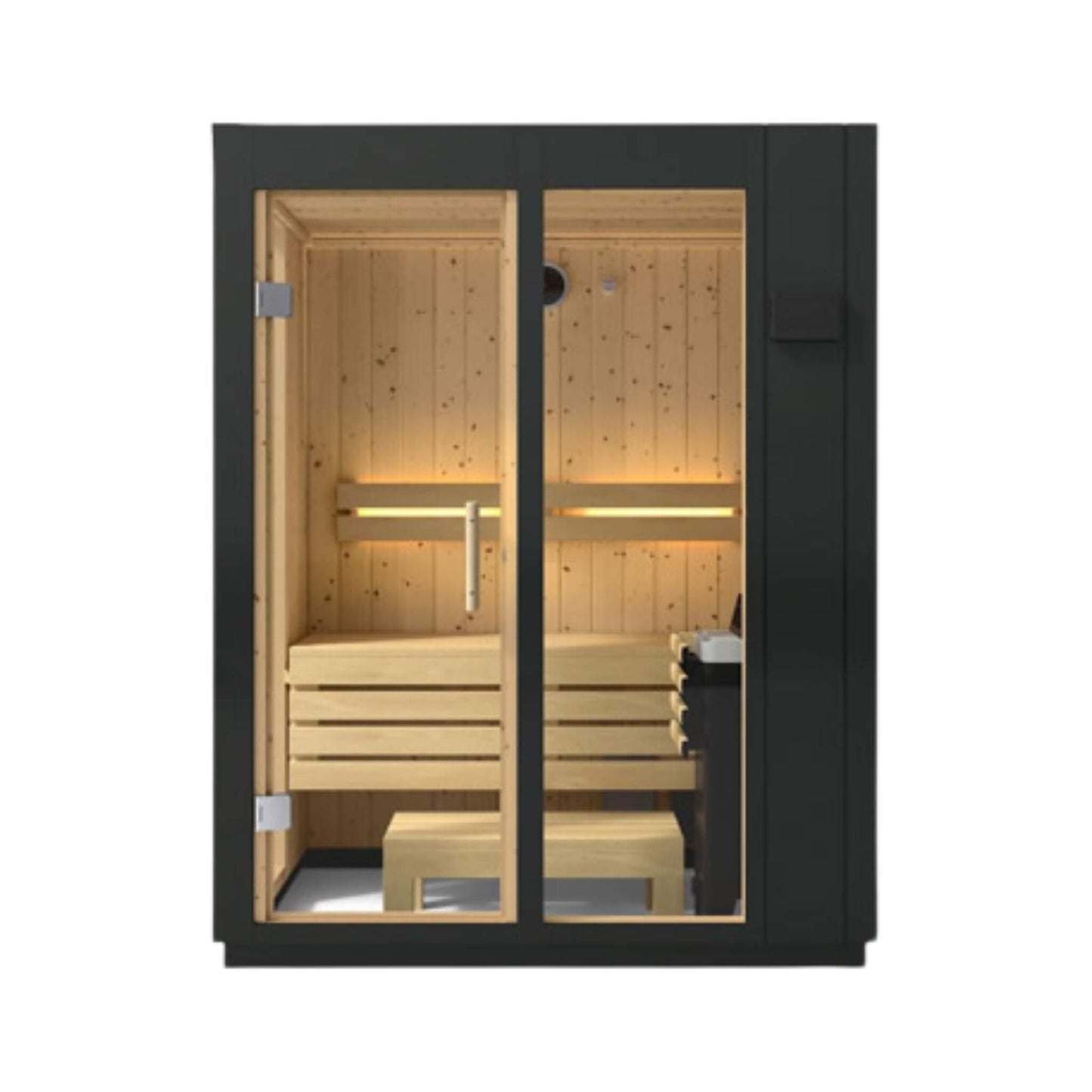 Kohler C1 Indoor Sauna Kit – Graphite Gray Freestanding or Alcove Traditional Steam Sauna (Up to 5 Person)