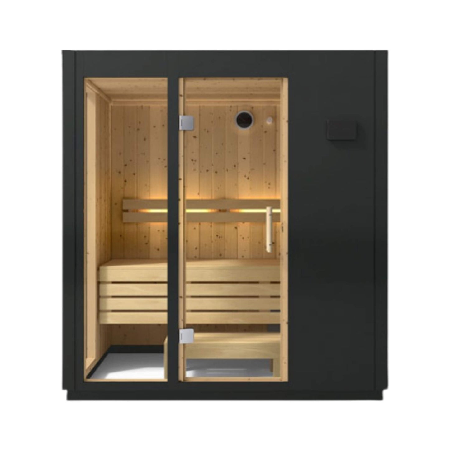 Kohler C1 Indoor Sauna Kit – Graphite Gray Freestanding or Alcove Traditional Steam Sauna (Up to 5 Person)