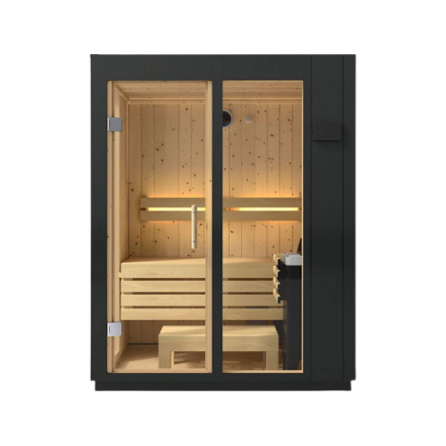 Kohler C1 Indoor Sauna Kit – Graphite Gray Freestanding or Alcove Traditional Steam Sauna (Up to 5 Person)
