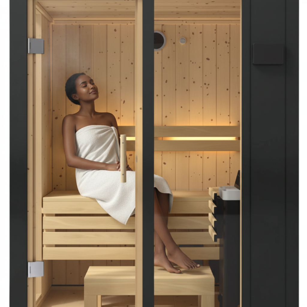 Kohler C1 Indoor Sauna Kit – Graphite Gray Freestanding or Alcove Traditional Steam Sauna (Up to 5 Person)