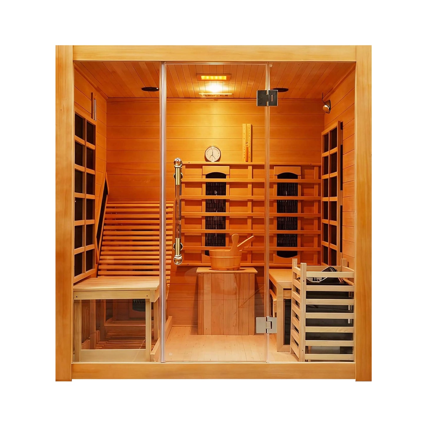 Rövia® Oasis 3-Person Indoor Hybrid Sauna Room with Built-In Lounge Chair