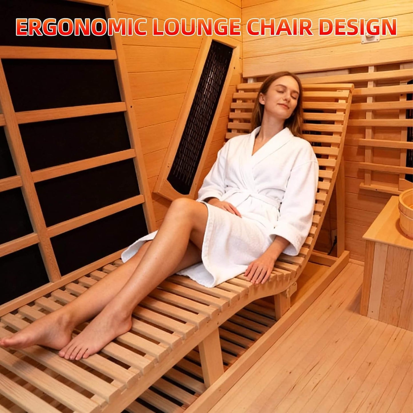 Rövia® Oasis 3-Person Indoor Hybrid Sauna Room with Built-In Lounge Chair