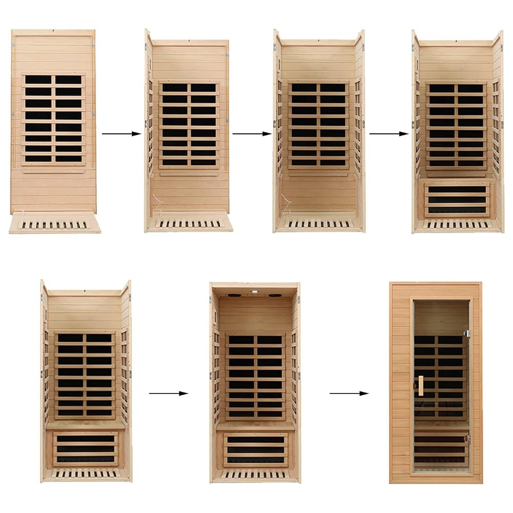 Thermora Elara 1-Person Infrared Sauna – Indoor Low EMF FAR Infrared Hemlock Wood Home Sauna (1200W)