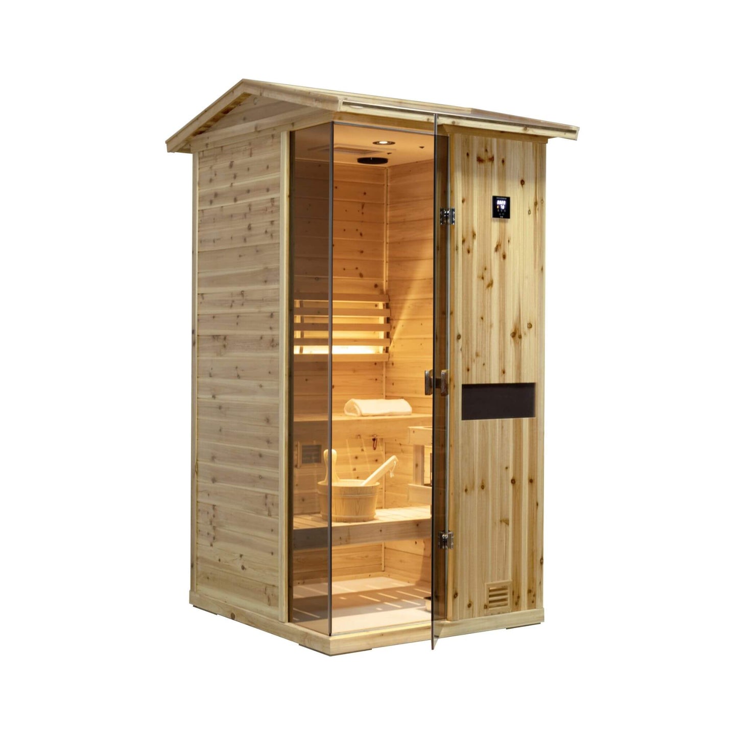 Thermora Nova 1-Person Outdoor Traditional Steam Sauna – Weather-Resistant Wooden Sauna Cabin