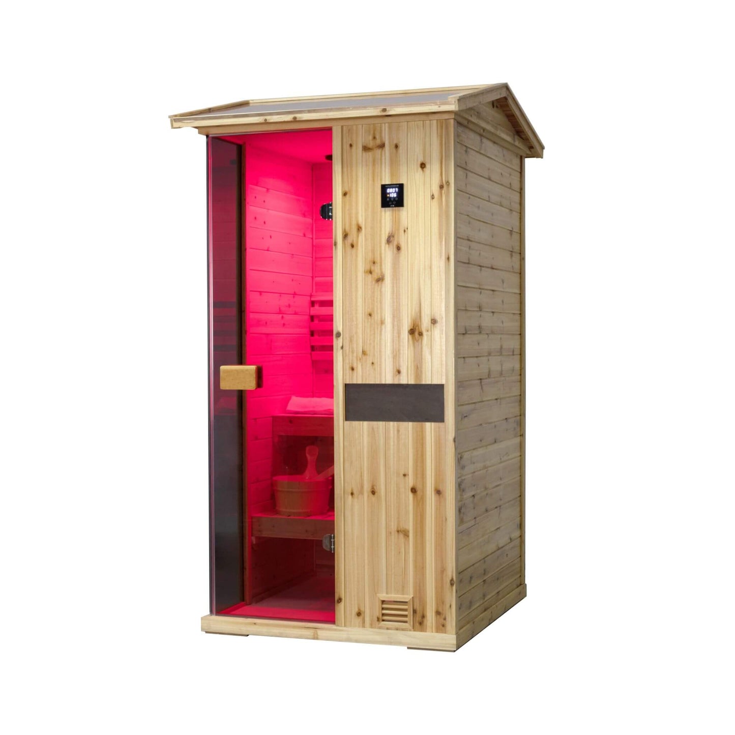 Thermora Nova 1-Person Outdoor Traditional Steam Sauna – Weather-Resistant Wooden Sauna Cabin
