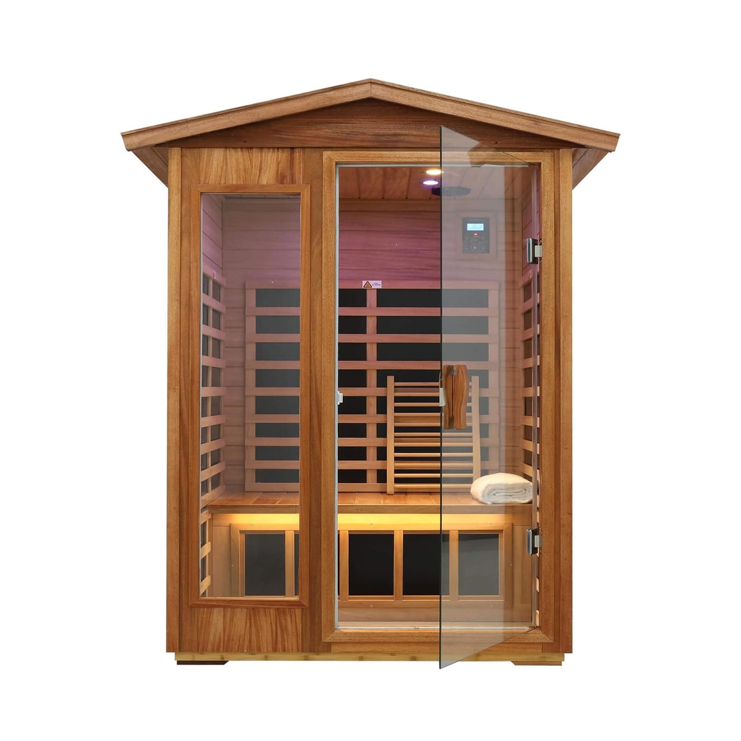 Thermora Ignis 2-Person Outdoor Infrared Sauna – Ultra-Low EMF Mahogany Sauna with Bluetooth Speakers & Chromotherapy Lighting