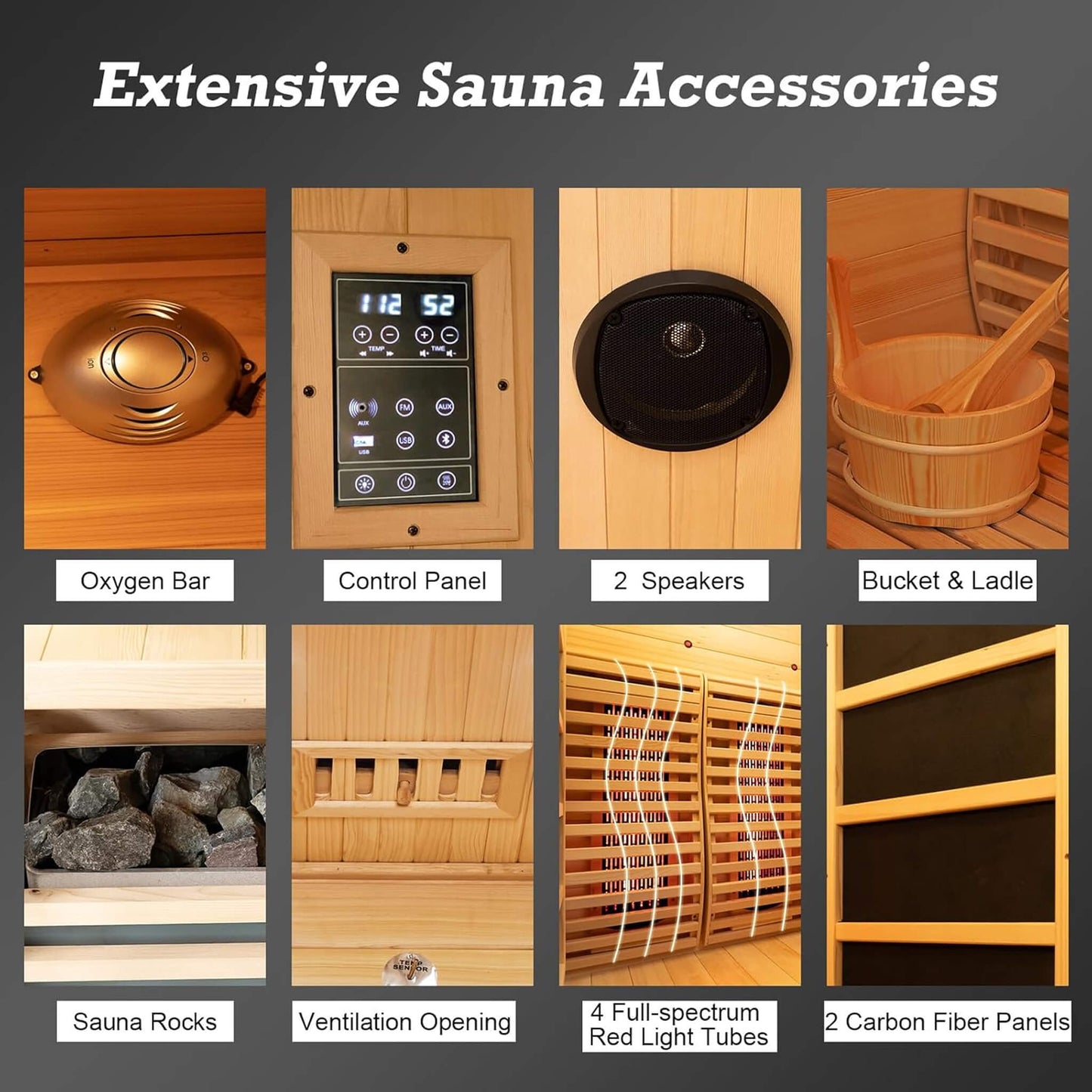 Rovia Luma 2-Person Hybrid Sauna – Infrared + 3.5kW Traditional Steam Indoor Sauna Room