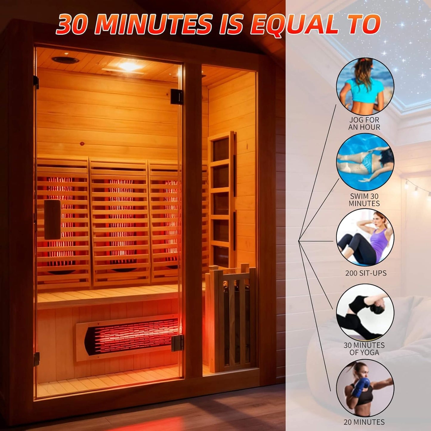 Rovia Luma 2-Person Hybrid Sauna – Infrared + 3.5kW Traditional Steam Indoor Sauna Room
