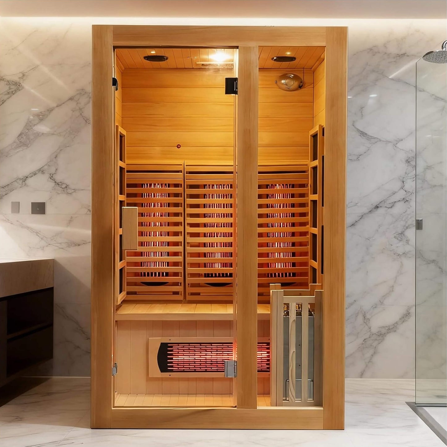 Rovia Luma 2-Person Hybrid Sauna – Infrared + 3.5kW Traditional Steam Indoor Sauna Room